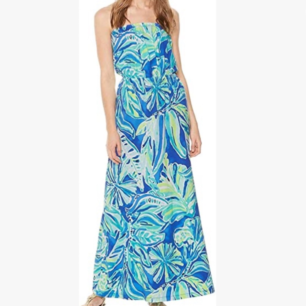 Lilly Pulitzer Marlissa Maxi Beckon Blue Palm Passage